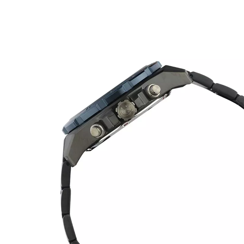 Jam Tangan Pria Alexandre Christie Chronograph AC 6664 MC BGUBU Men Blue Dial Black Stainless Steel Strap