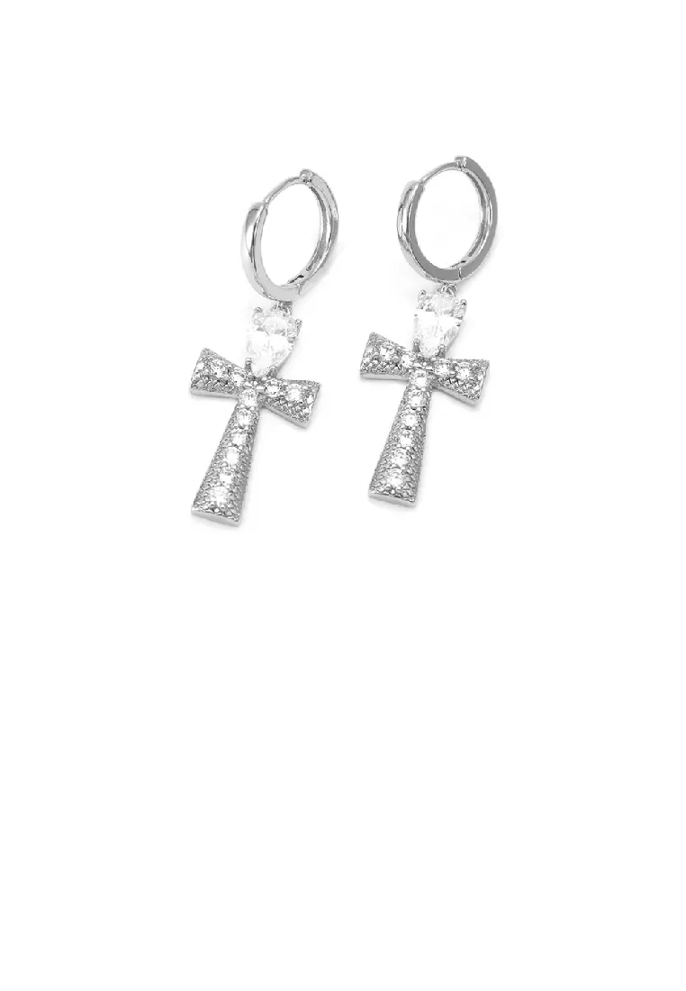 White cross earrings hot sale