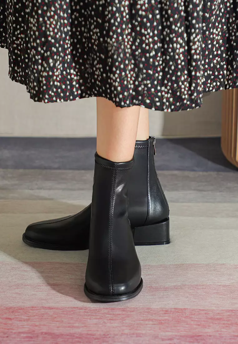 4CM 圓頭仿皮踝靴 839-2