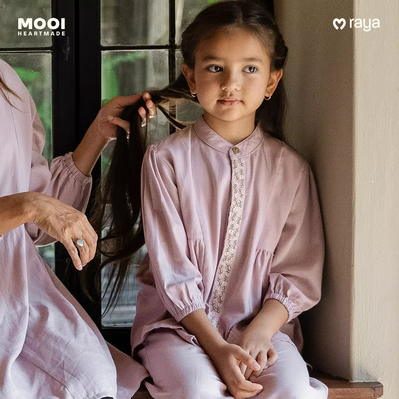 Mooi Setelan Anak Perempuan Hajna Tunik Set - Pink Rose