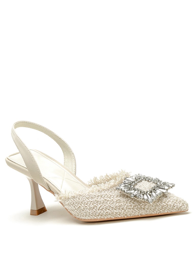 7CM Pointy Rhinestone Buckle Slingback High Heels XJ3289-36