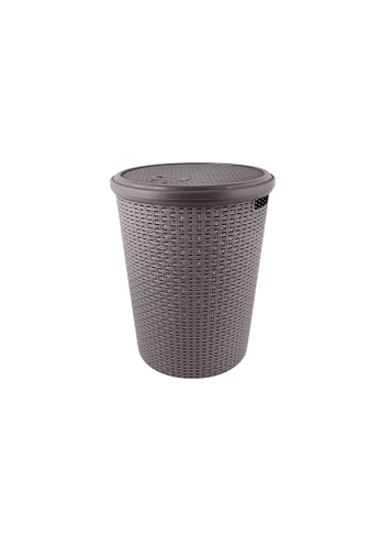 Cascade Cascade Large / 40 Liters Round Weave Laundry Hamper with Lid in  Brown L  cm x W 31 cm x H 52 cm Made from High-Quality Plastic Material  | ZALORA Philippines