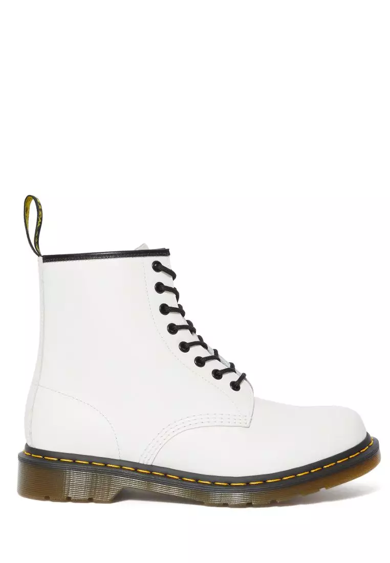 Discount on Dr. Martens  shoes - SKU: 1460 SMOOTH LEATHER LACE UP BOOTS WHITE - WOMEN