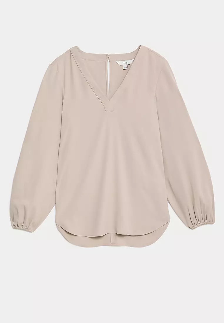 V-Neck Popover Blouse