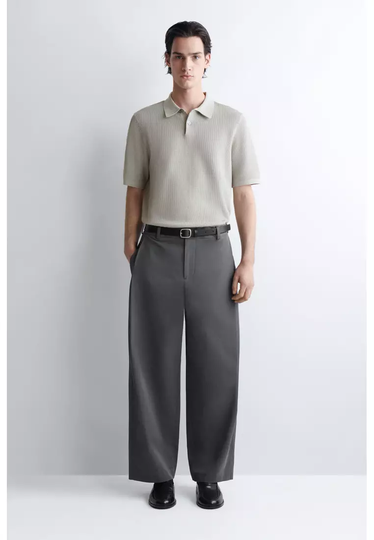 WAFFLE-KNIT COTTON POLO SHIRT