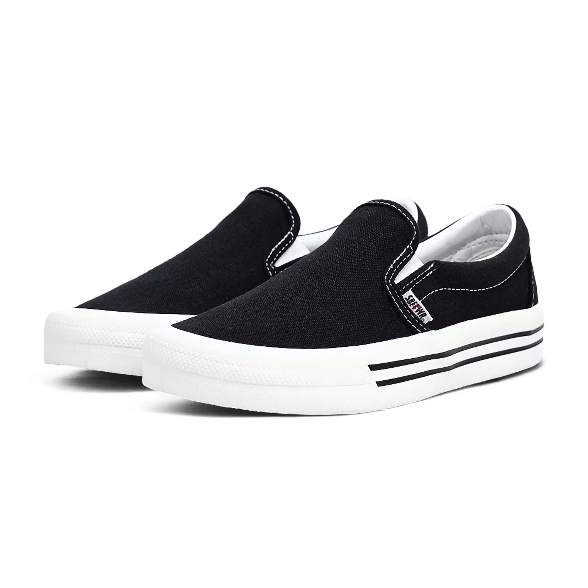 SABA Slip On Black White LX - Sepatu Sneakers Casual Pria Wanita