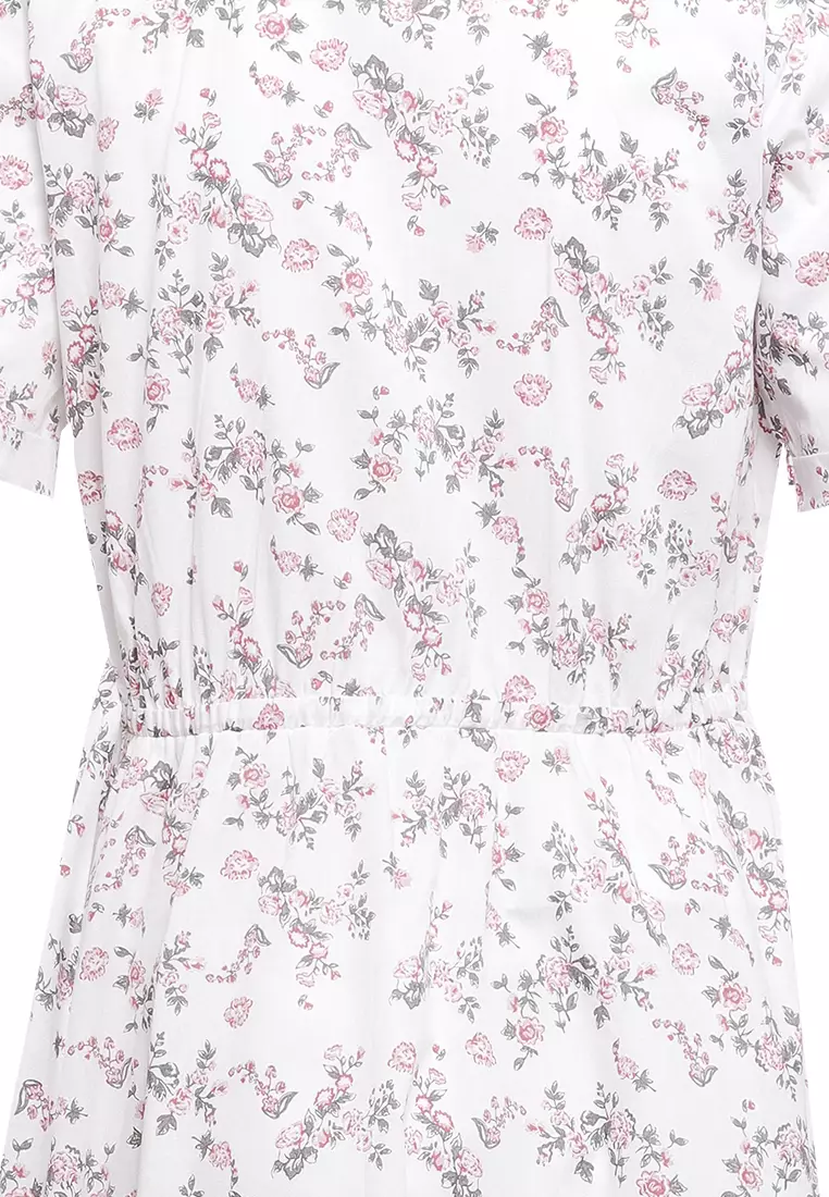 Pito Dito Girl Tizi Dress Midi anak Putih Motif Bunga - Size 4