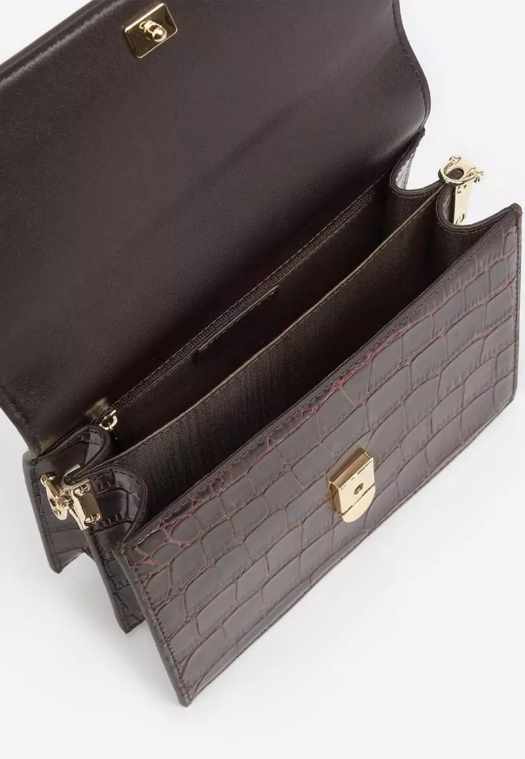 JW Pei Mini Flap Bag Brown Croc