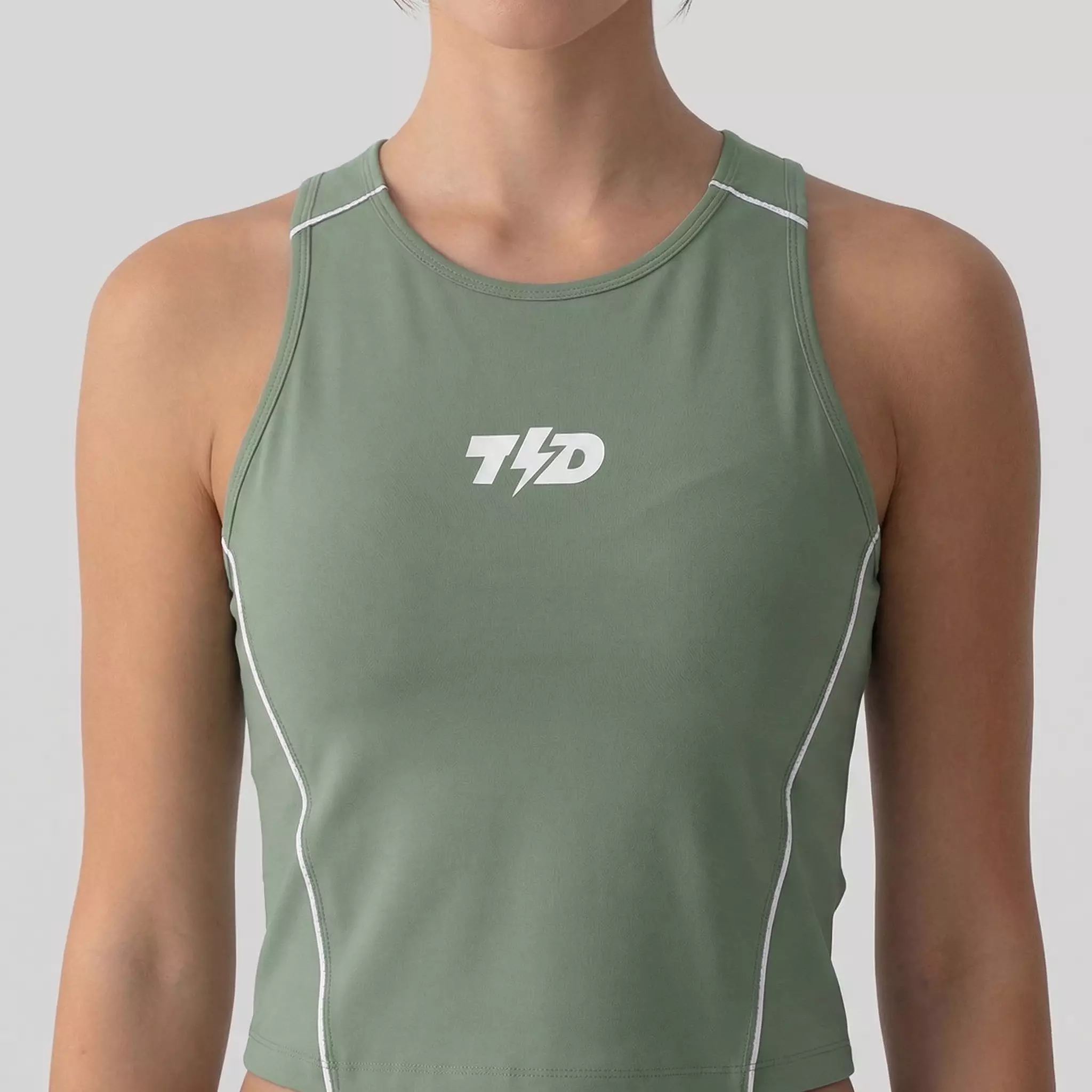 TDACTIVE Kaos Crop Tank Tracktop Superairdrylite ringan drifit hijau sage LSF45