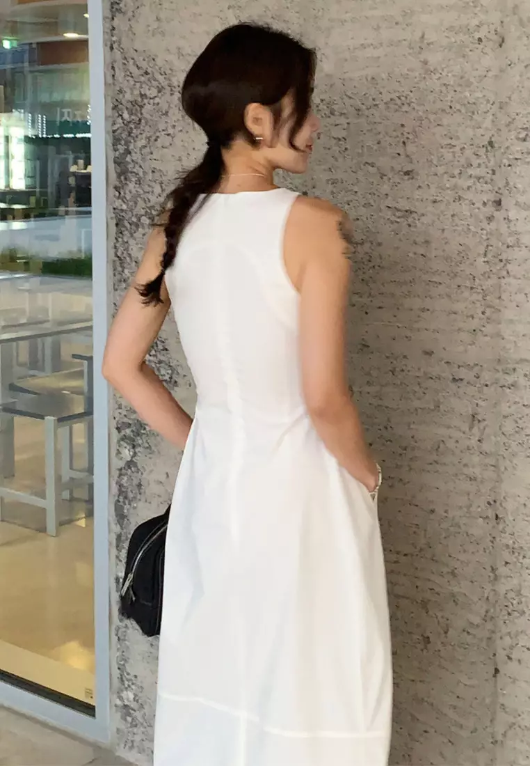 2025 round neck long sleeveless vest dress CA25032738W