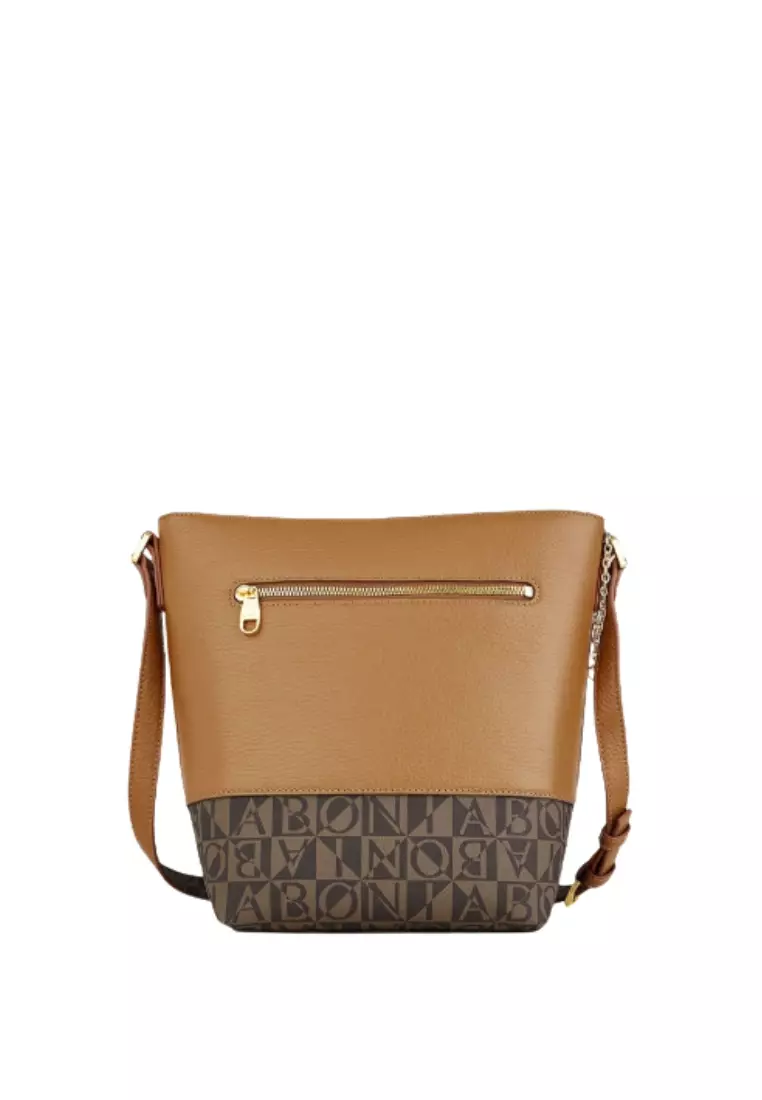 Bonia Brown Vanda Monogram Satchel Bag