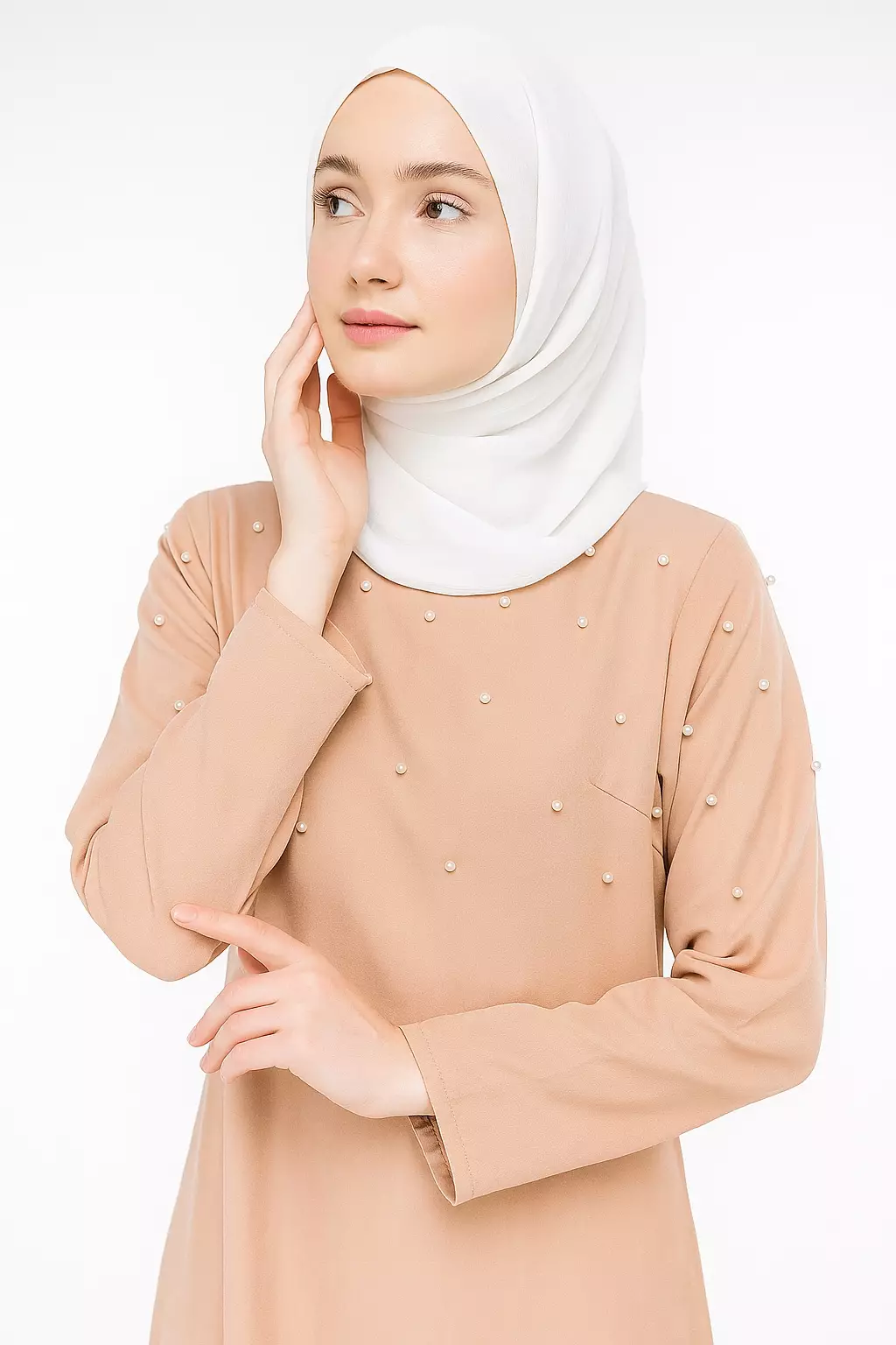 Hazeera  Maxi Dress In Beige