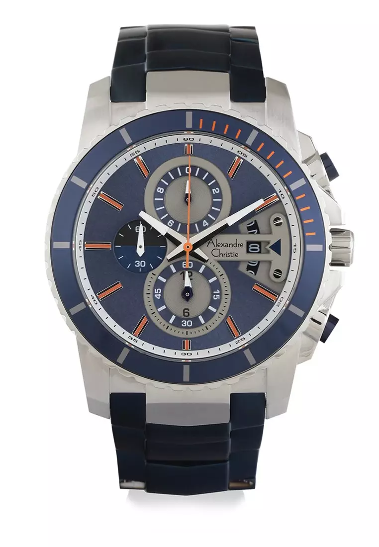 Alexandre Christie Jam Tangan Pria - Blue Silver - Stainless Steel - 6455 MCBTUBU
