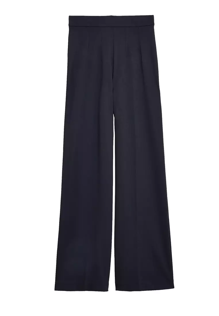 Jersey Wide Leg Trousers With Stretch