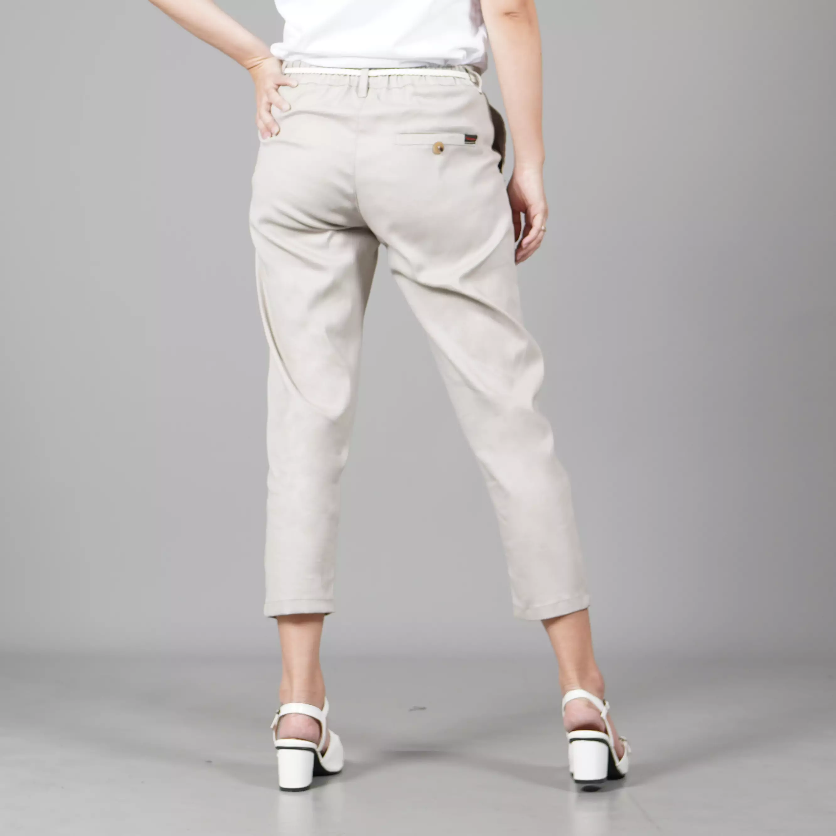  AURORA Celana Wanita Earth Tone Color Celana 3/4 Wanita - KREM