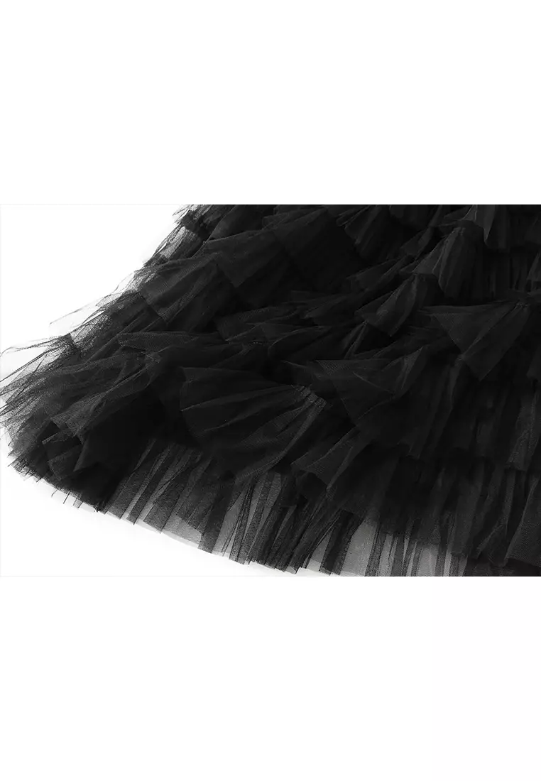 Spring/Summer Pleated Mesh Tiered Skirt AF2210