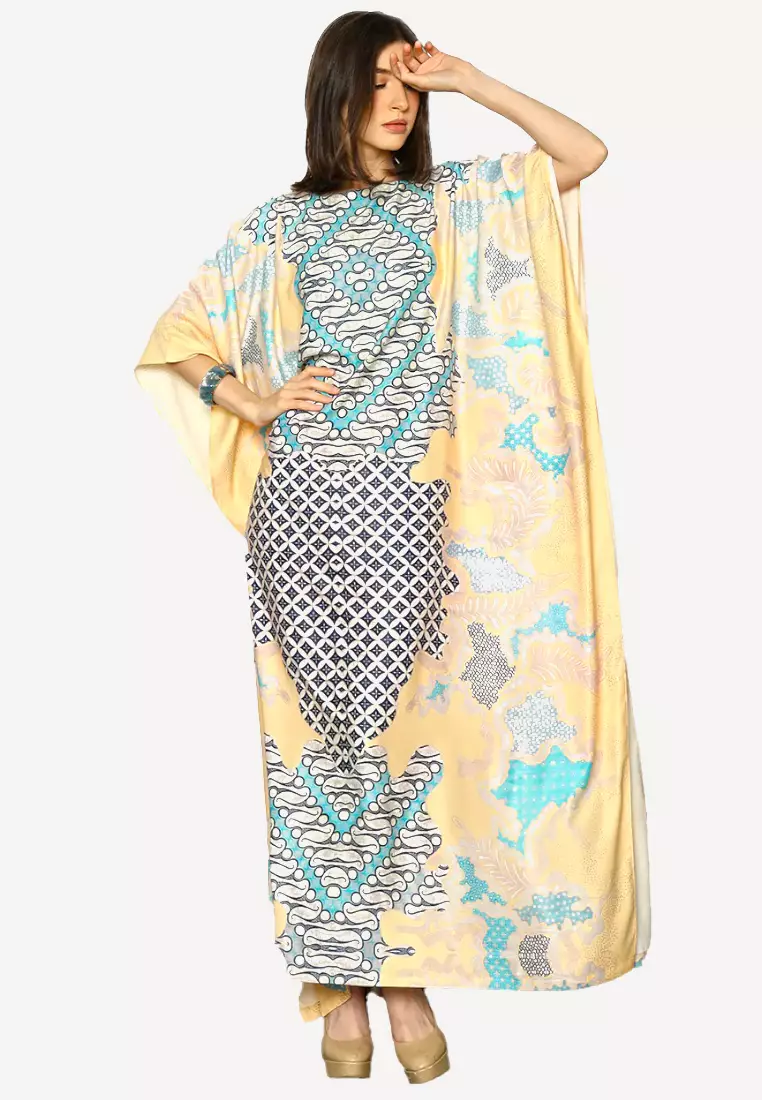 Kanzi Exclusive Short Sleeve Batik Kaftan Yellow