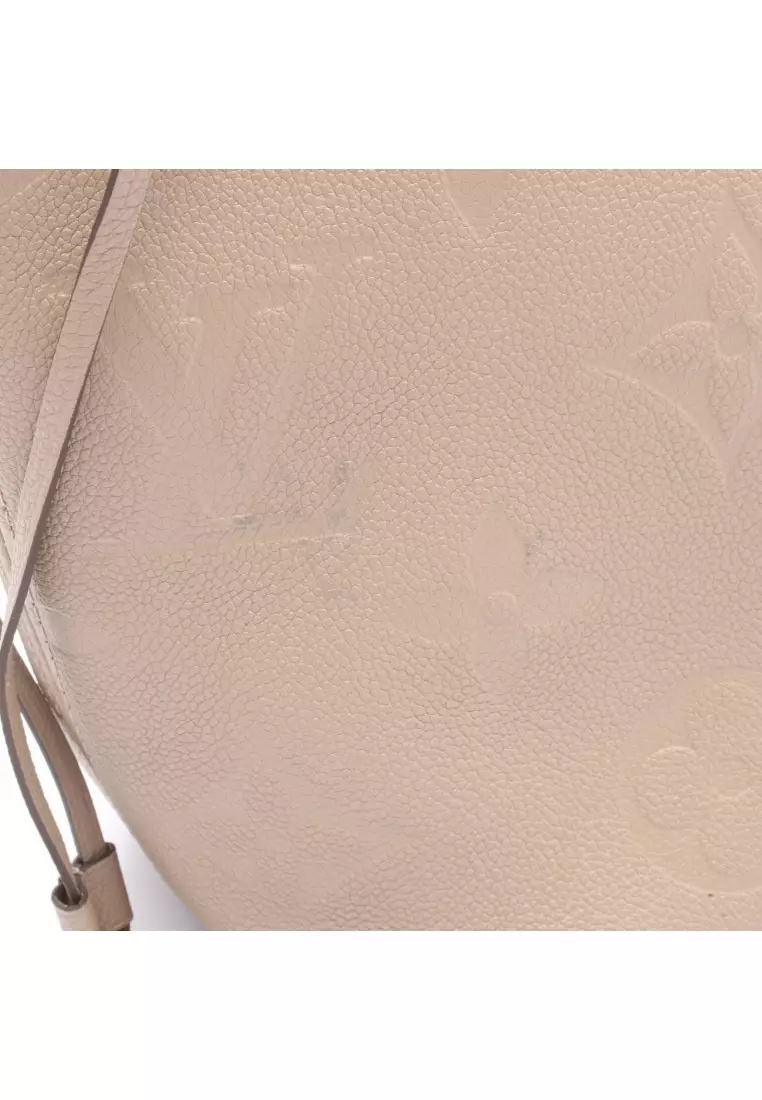 Pre-Loved Louis Vuitton Neverfull MM Monogram Empreinte tourterelle Shoulder bag tote bag leather Gray beige