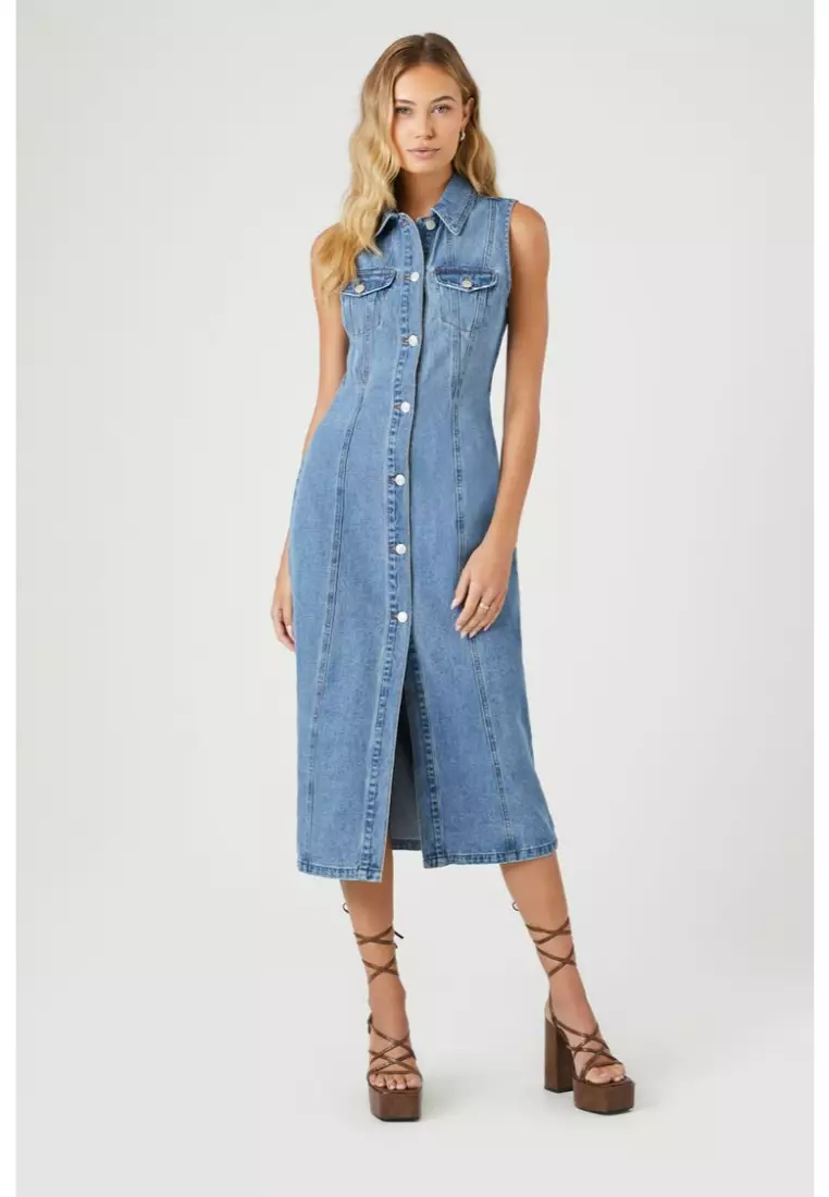 Denim Button Up Midi Dress