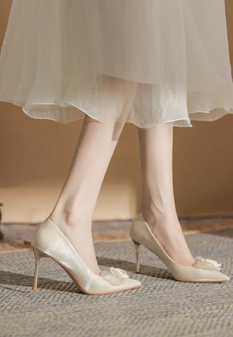 6CM Lace Flower Suede High Heels IF817-10-1