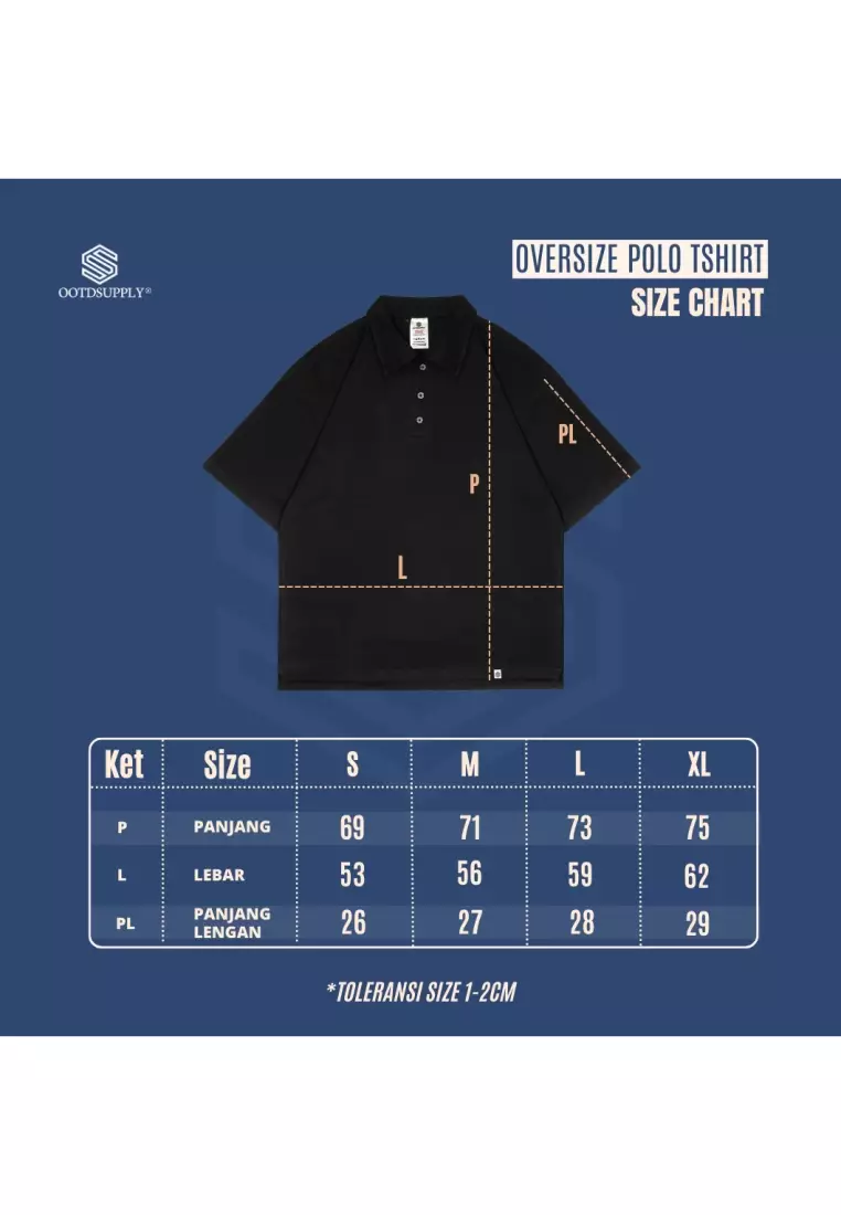 OOTDSUPPLY Oversize Polo Rugby Shirt V.4 Glisten Full Black | Kaos Polo Pria dan Wanita PSRGB-V4004