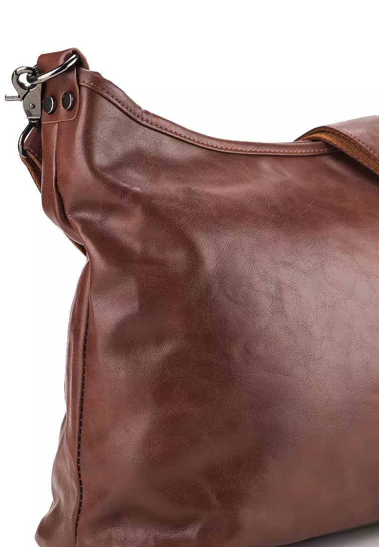 Distressed Leather Hobo Small Crossbody Bag