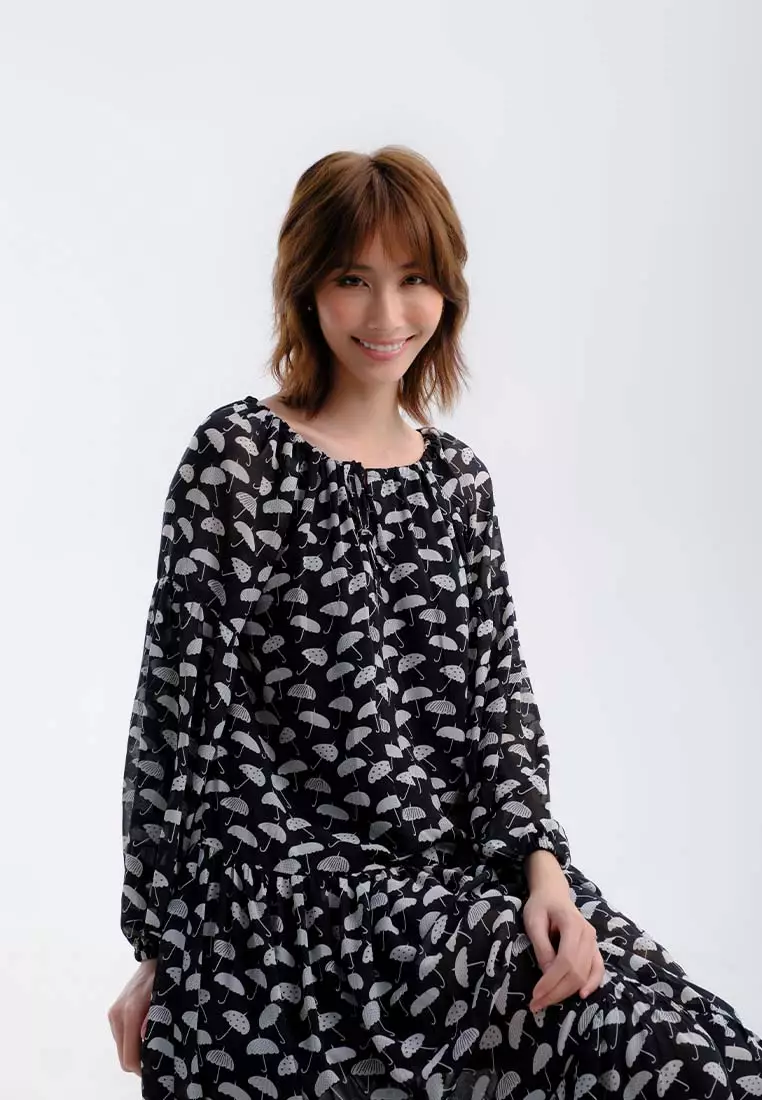 夏日香氣超長雪紡連身裙