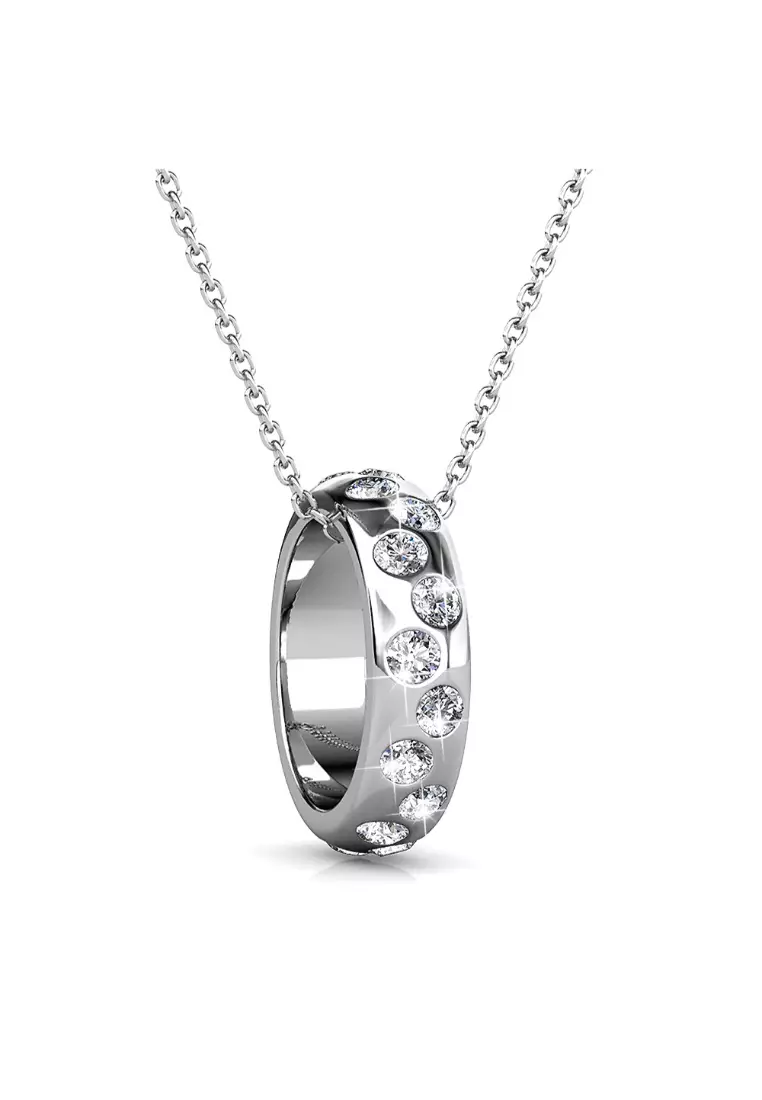 Ecliptic Pendant Necklace in White Gold Adorned with SWAROVSKI® Crystals