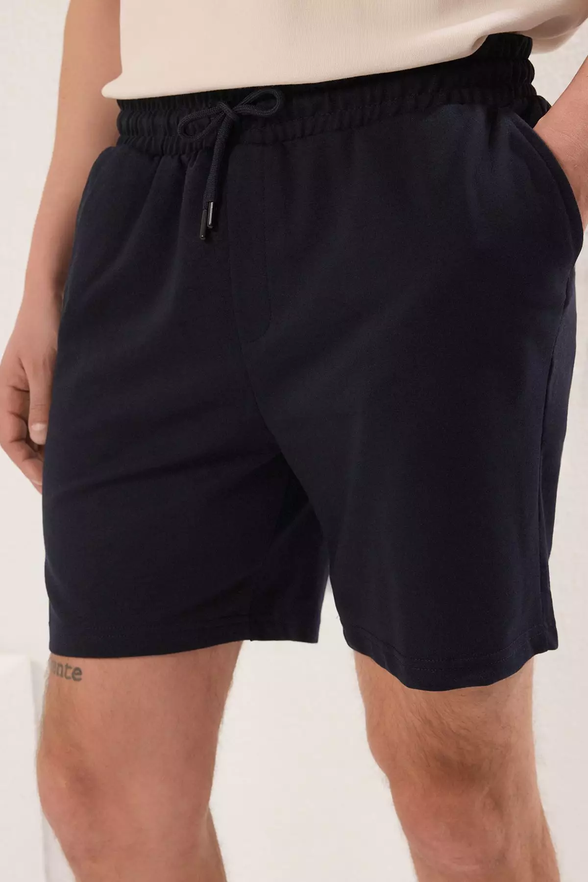 Navy Blue-Khaki Basic Regular/Normal Cut Straight 2 Pack Shorts TMNSS21SR0095