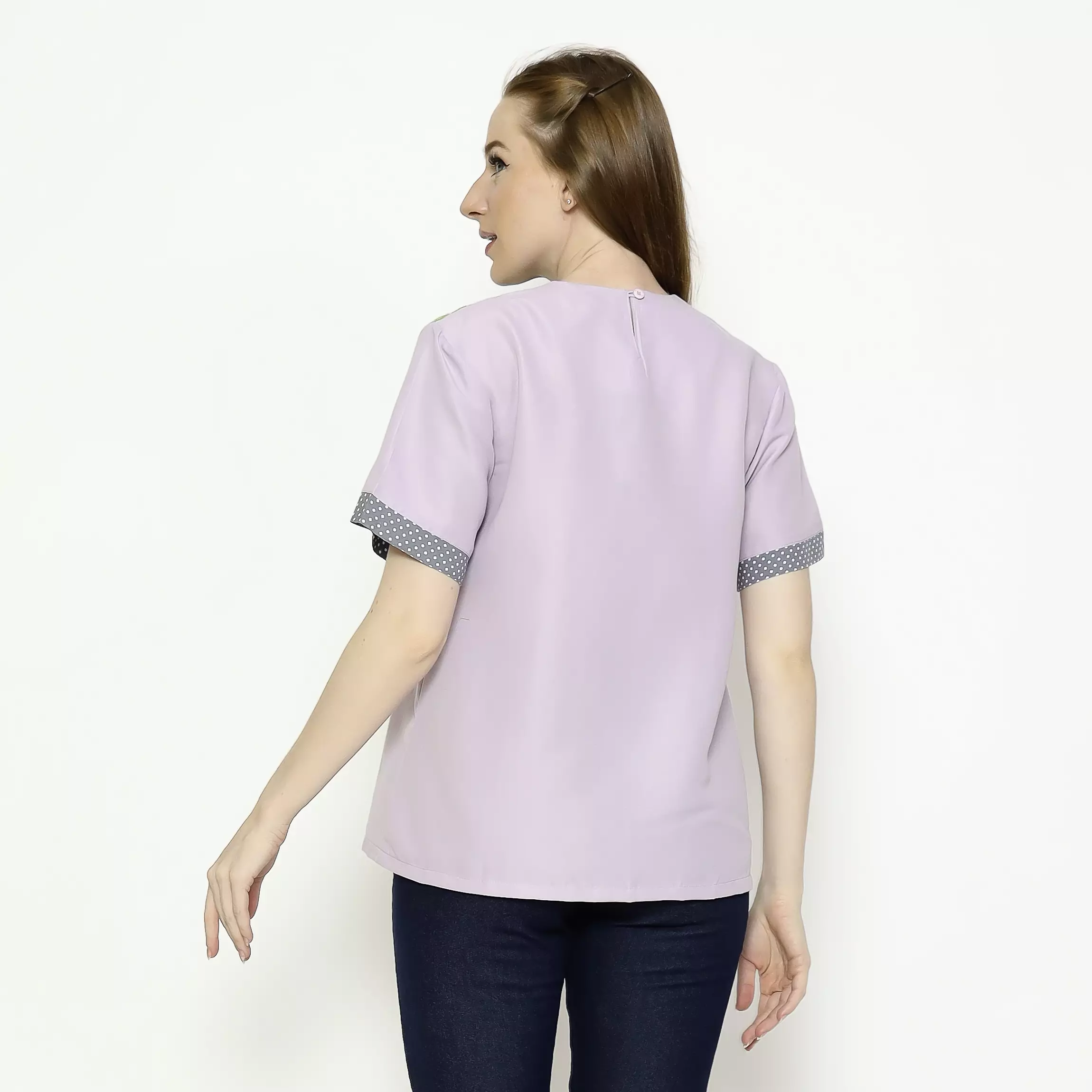 Blouse Batik Wanita - Bhatara Batik Michela - Atasan Batik Modern Lengan Pendek