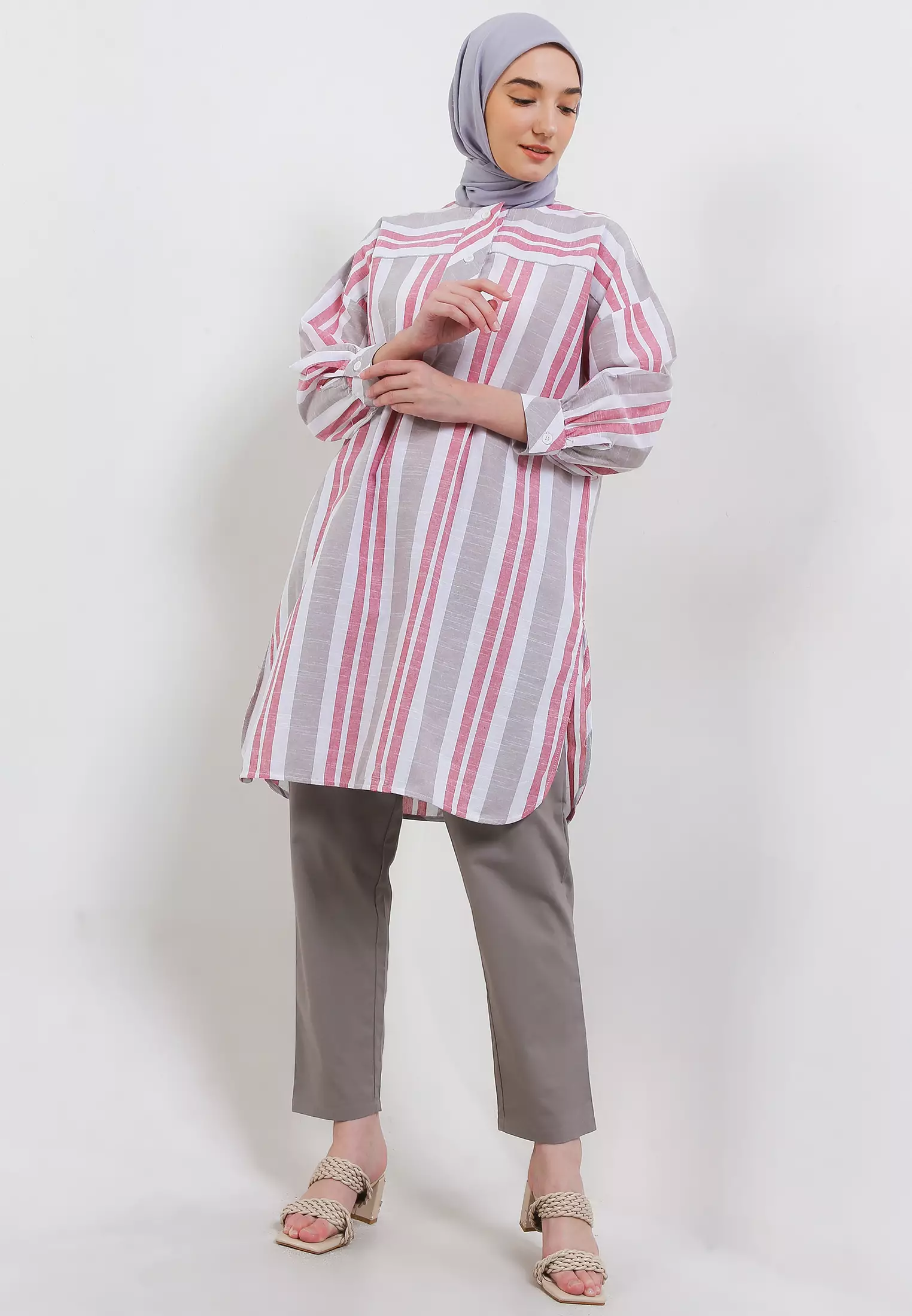 MFMW Shangrilla Tunik Merah Motif Salur