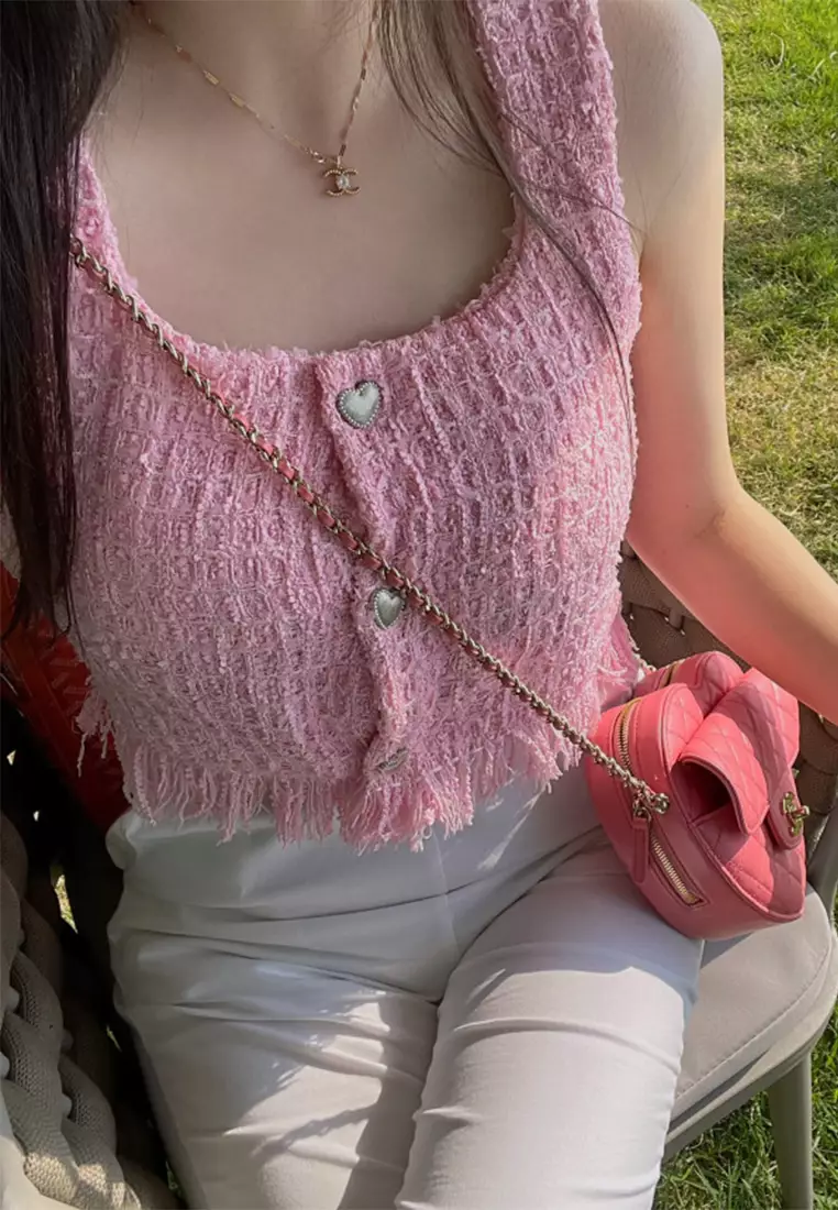 2025 Summer New Arrival Korean Style Button Tassel Vest Top CA25060348PI
