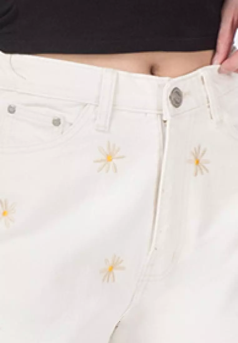 Floral Pattern Straight Jeans