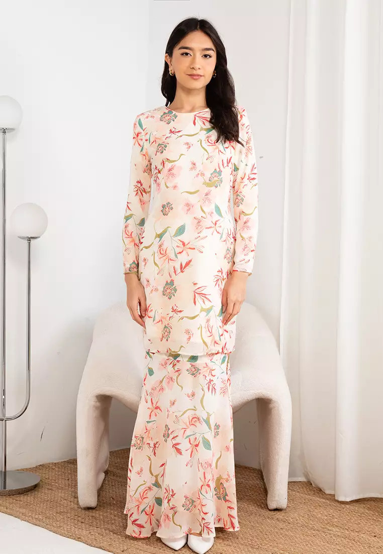 Ivory Soft Yellow Ariel Kurung Princess Kembang Payung Skirt