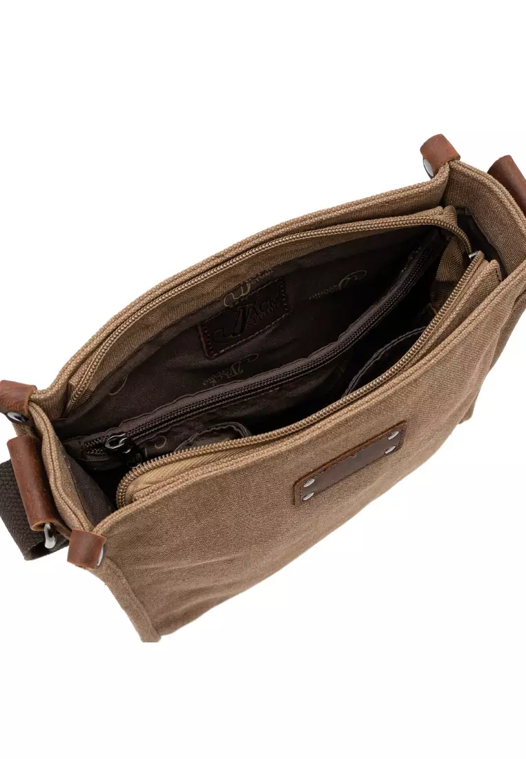 Jack Studio Canvas Leather Street Tide Messenger Bag BAD 21007