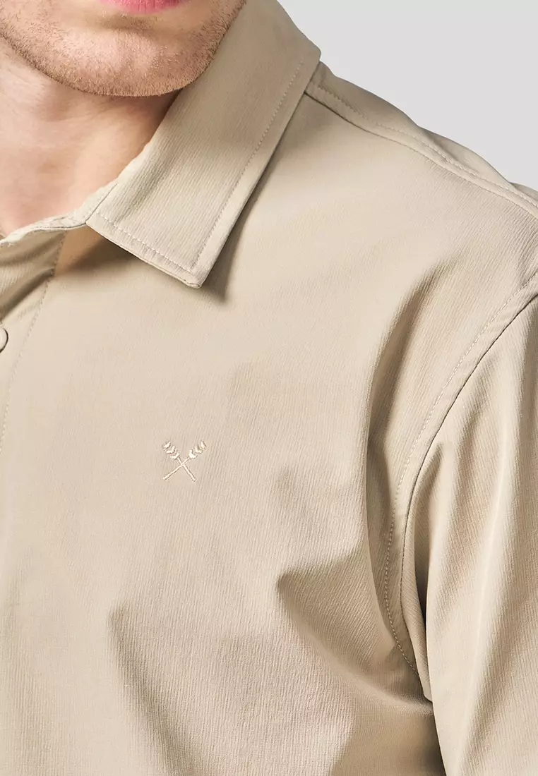 Regular Fit Short Sleeve Shirt In Stretch Woven Fabric