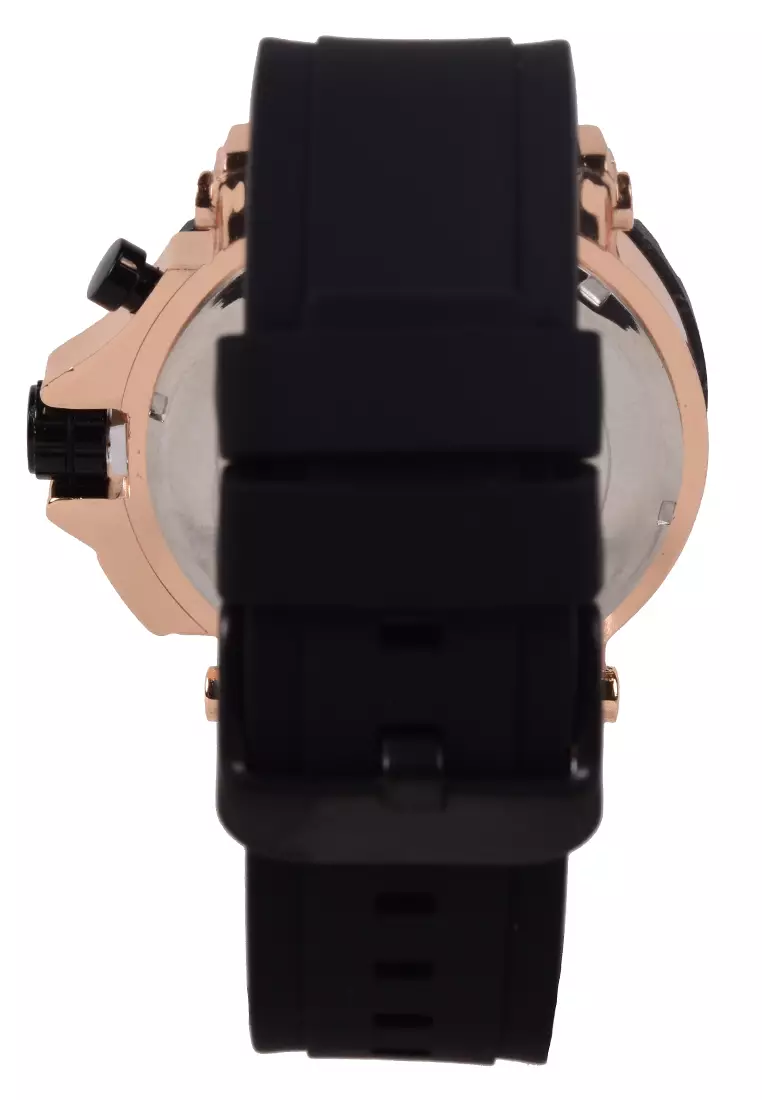 Viral Jam Tangan Analog Pria - Rosegold Case Black Rubber Strap - VR026