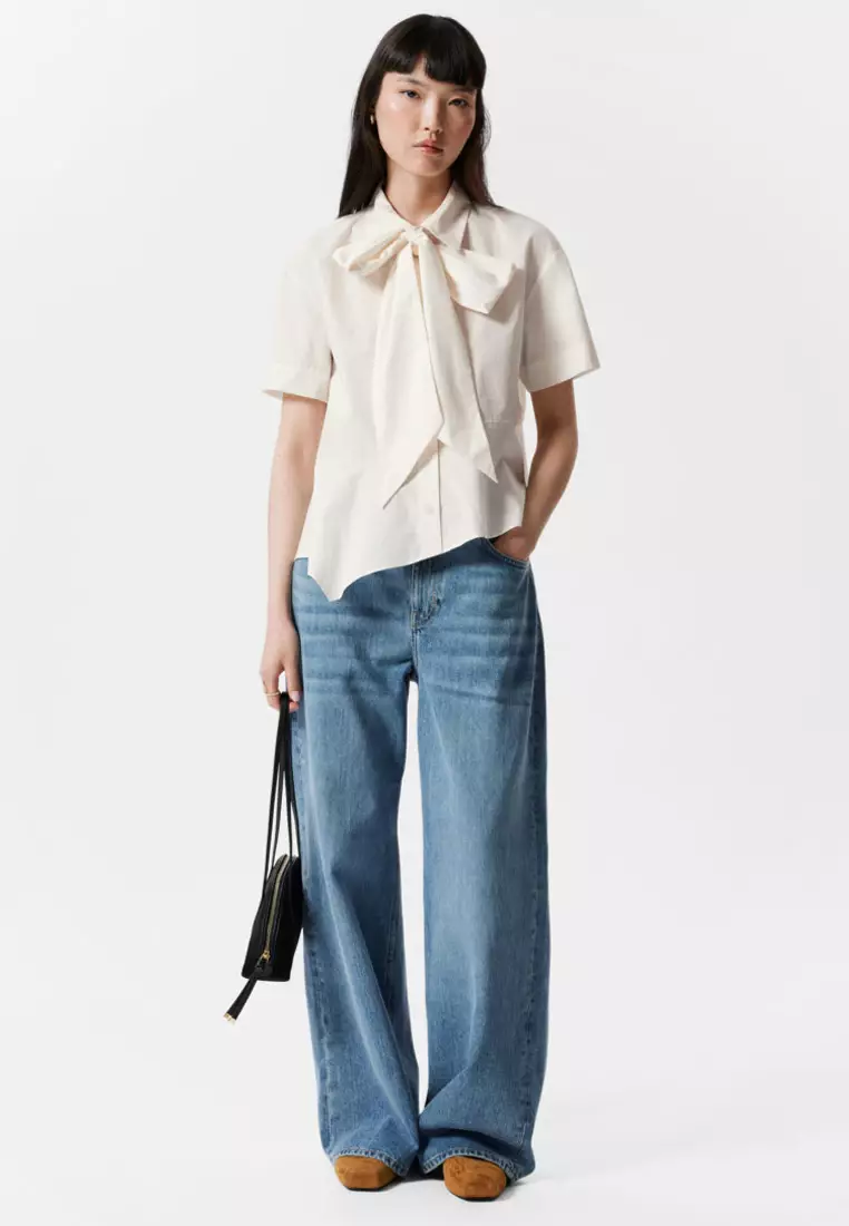 Short-Sleeve Asymmetric Blouse