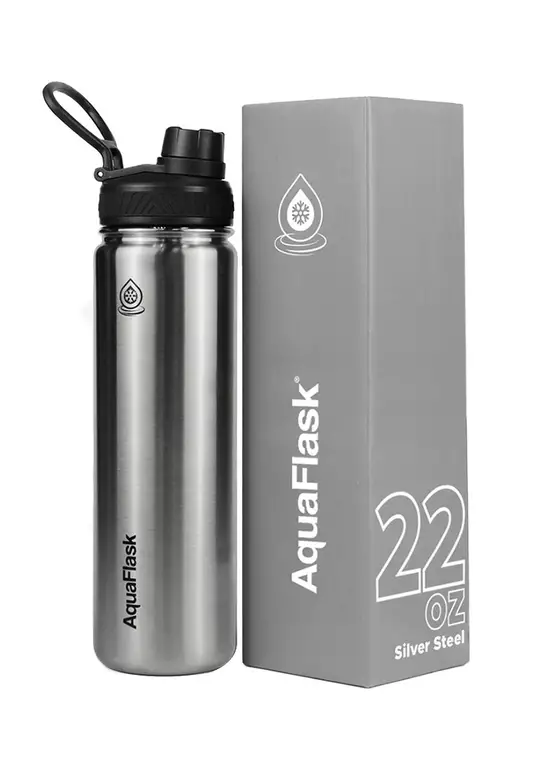 22oz Wide Mouth Water Bottle Silver Steel
