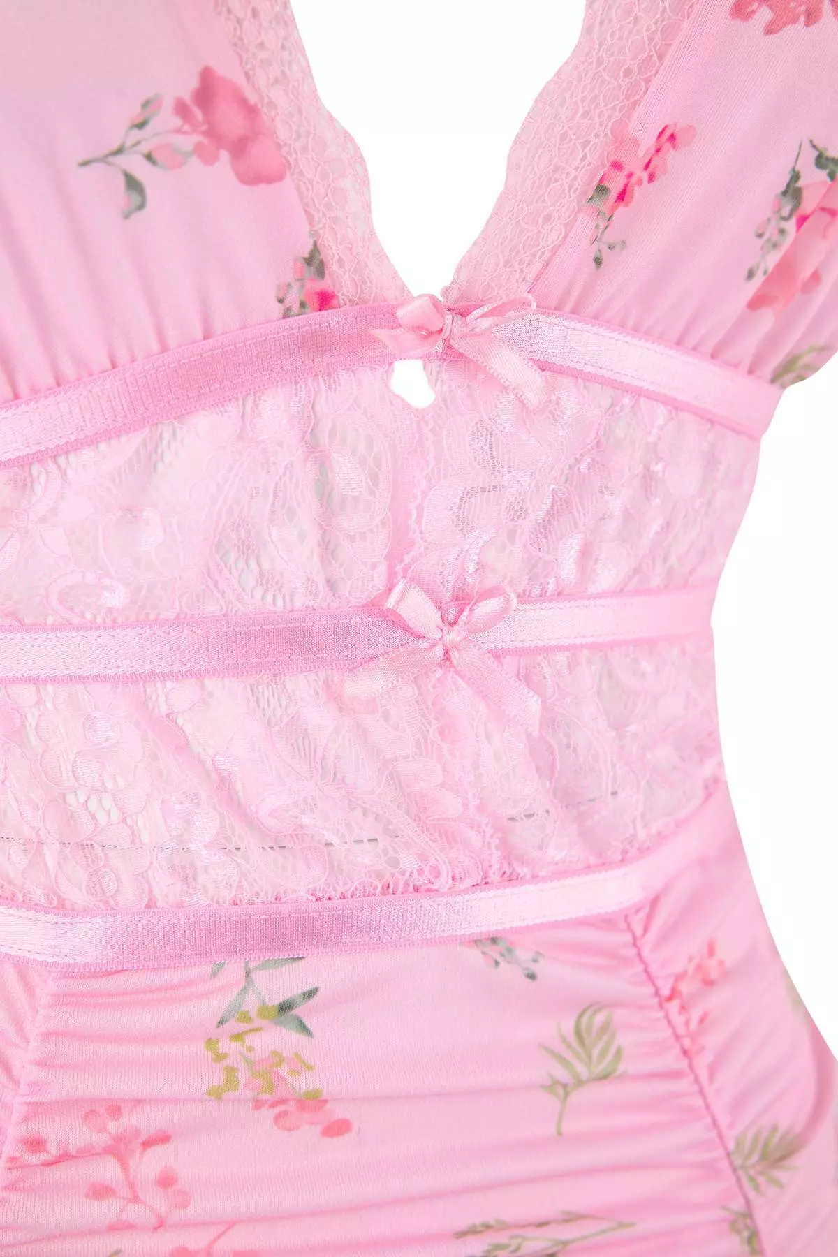 Pink Floral Bodycon Babydoll/Fantasy Nightgown Thmss26Ll1