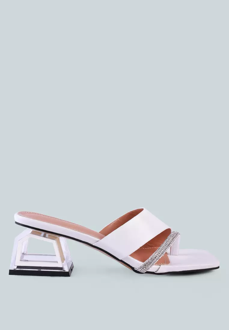 Discount on London Rag  shoes - SKU: White Crystal Lined Low Heel Sandals