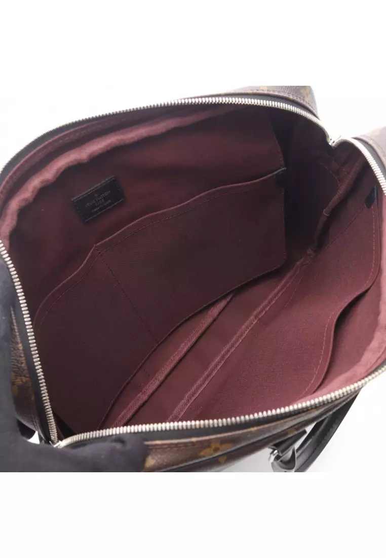 Pre-Loved Louis Vuitton PDV PM monogram macassar Briefcase Business bag PVC leather Brown black 2WAY