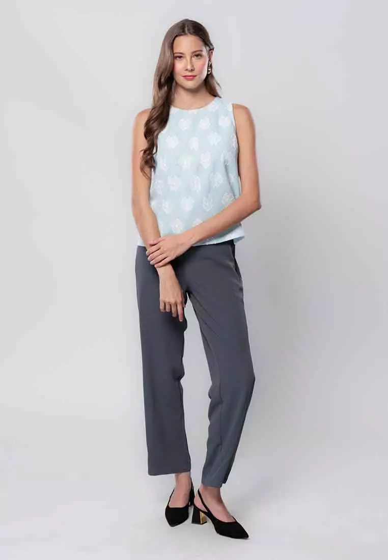 Elysia Rue Floral Embroidered Sleeveless Top