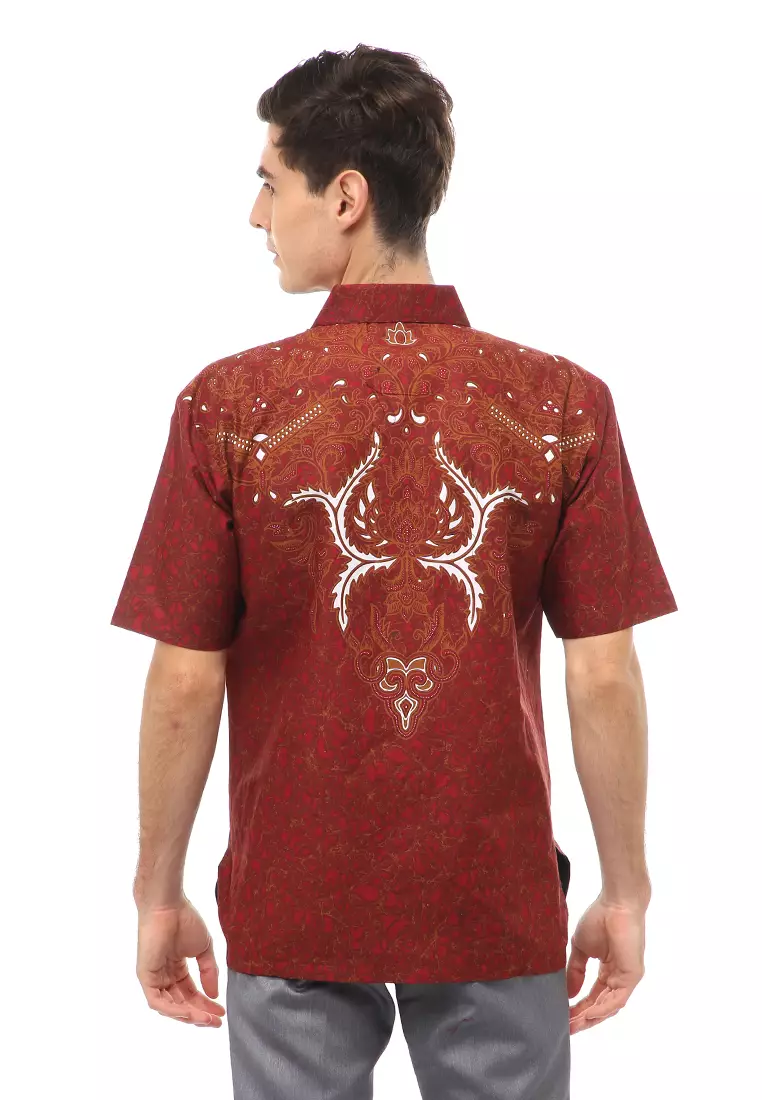 Kendrick Atasan Formal Kemeja Batik Pria Rakha Short Sleeve Full Furing Material Cotton ORIGINAL