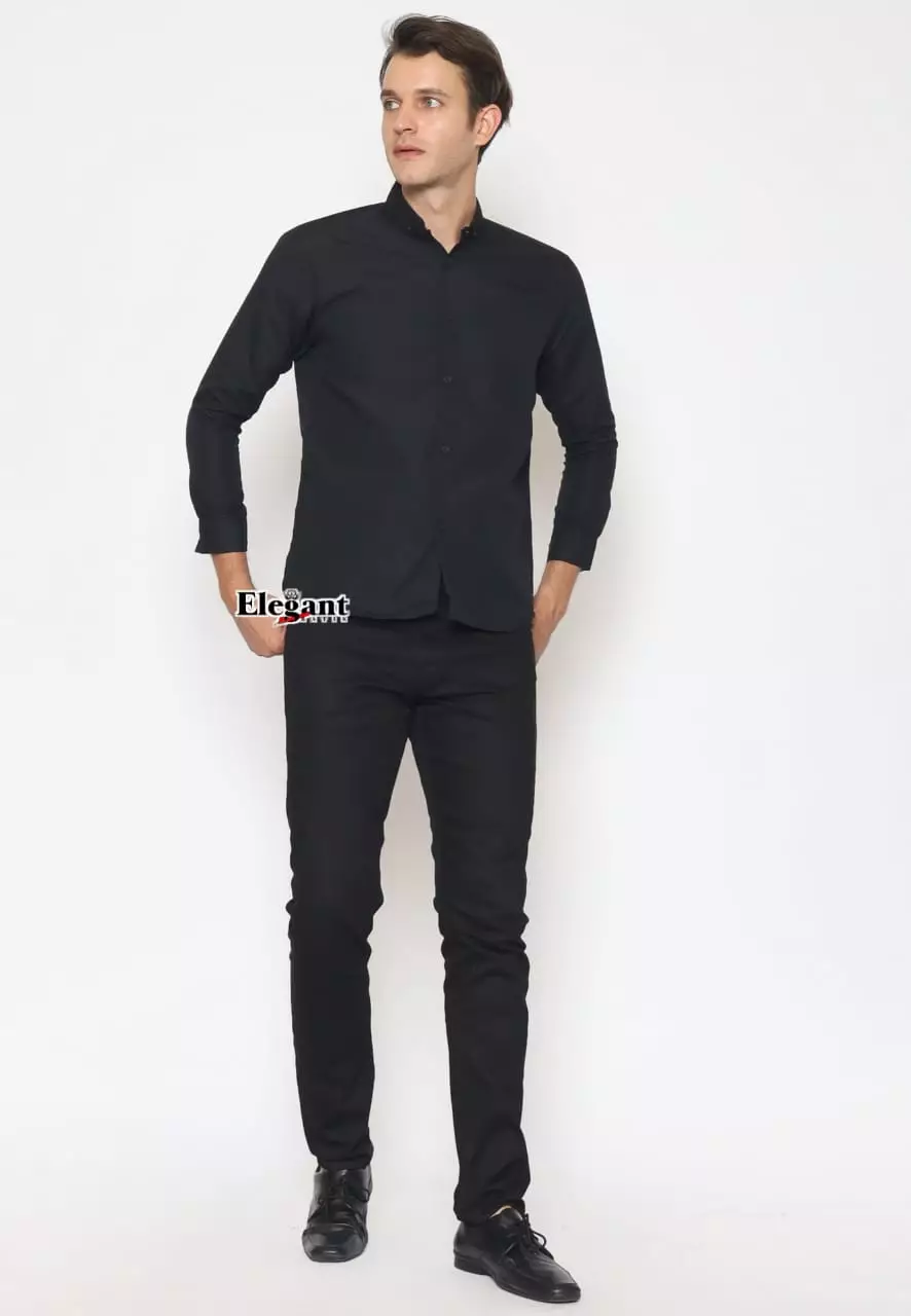 Kemeja Polos Hitam Premium Slimfit Elegant