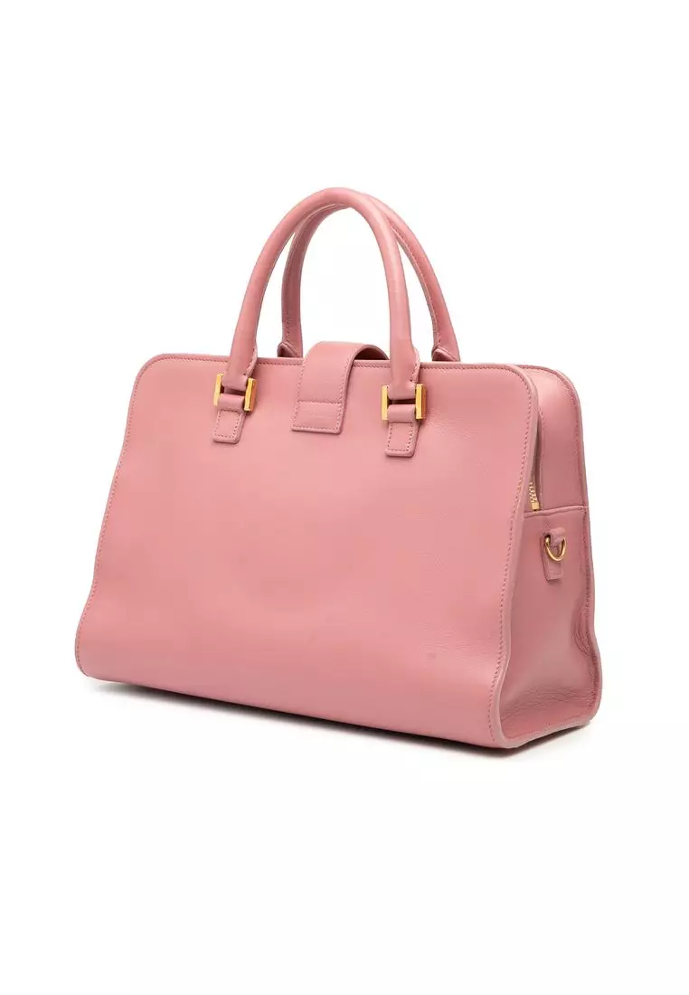 Pre-Loved Saint Laurent Small Leather Monogram Cabas Satchel