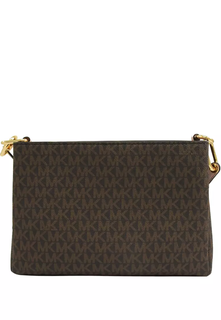 Trisha Medium Logo Crossbody Bag - Brown/Powder Blush