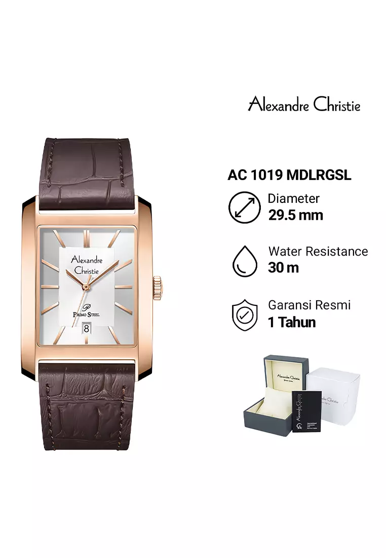 Alexandre Christie Couple Jam Tangan Analog Pria Wanita Rosegold Brown Leather Strap - 1019MLDLRGSL