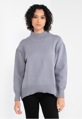 GLOBAL WORK blue Slitted Pullover C8DFCAAF1BBED6GS_1