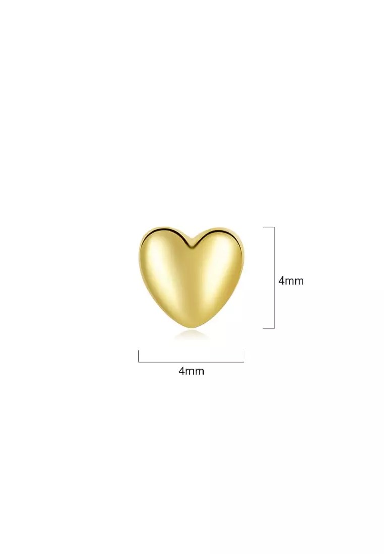 Solid Silver Queen Of Hearts Stud Earrings In Gold